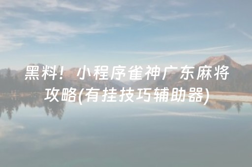 黑料！小程序雀神广东麻将攻略(有挂技巧辅助器)