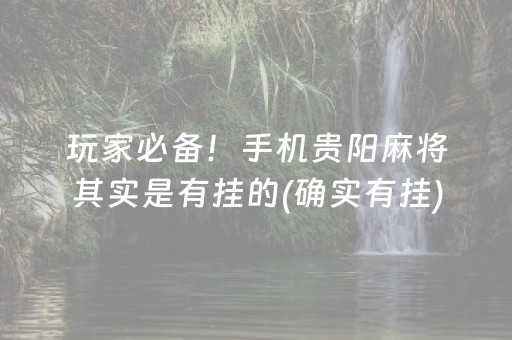 玩家必备！手机贵阳麻将其实是有挂的(确实有挂)