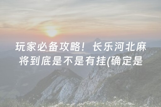 玩家必备攻略！长乐河北麻将到底是不是有挂(确定是有挂)