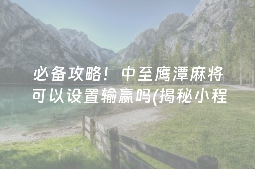 必备攻略！中至鹰潭麻将可以设置输赢吗(揭秘小程序助攻神器)