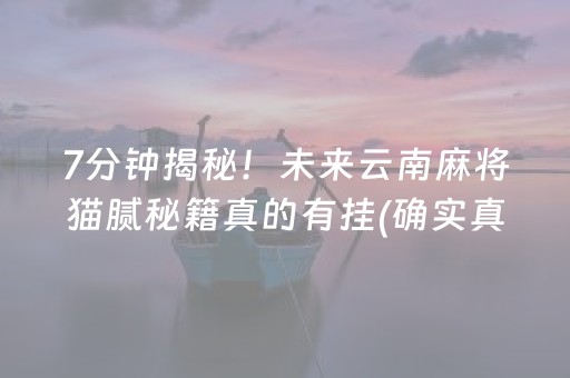 7分钟揭秘！未来云南麻将猫腻秘籍真的有挂(确实真有挂)
