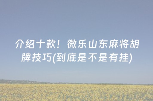 介绍十款！微乐山东麻将胡牌技巧(到底是不是有挂)
