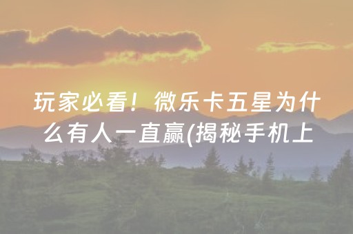 玩家必看！微乐卡五星为什么有人一直赢(揭秘手机上自建房怎么赢)