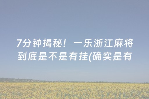 7分钟揭秘！一乐浙江麻将到底是不是有挂(确实是有挂的)