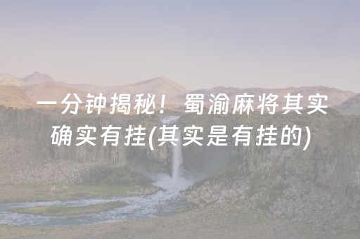 一分钟揭秘！蜀渝麻将其实确实有挂(其实是有挂的)