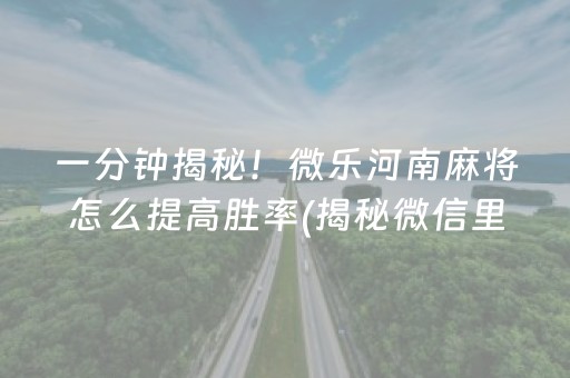 一分钟揭秘！微乐河南麻将怎么提高胜率(揭秘微信里赢牌的技巧)