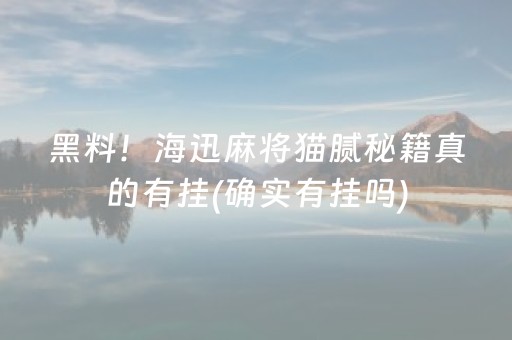 黑料！海迅麻将猫腻秘籍真的有挂(确实有挂吗)