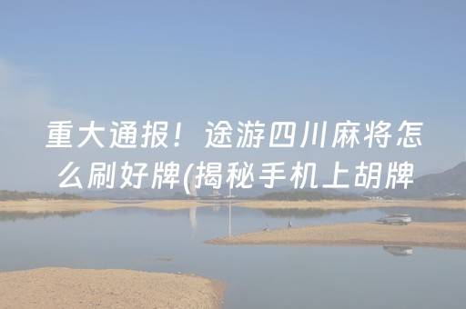 重大通报！途游四川麻将怎么刷好牌(揭秘手机上胡牌神器)