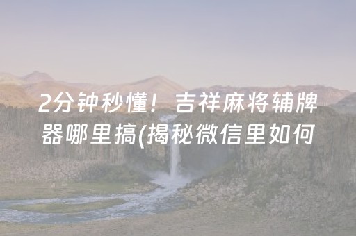 2分钟秒懂！吉祥麻将辅牌器哪里搞(揭秘微信里如何让牌变好)