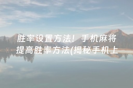 胜率设置方法！手机麻将提高胜率方法(揭秘手机上怎么容易赢)