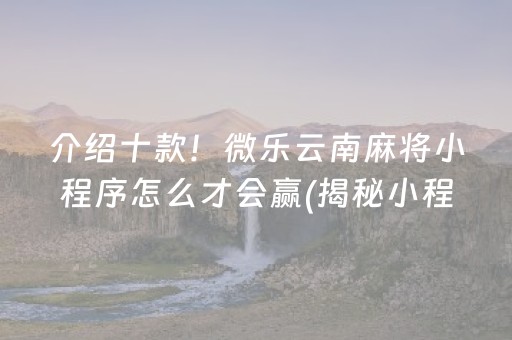 介绍十款！微乐云南麻将小程序怎么才会赢(揭秘小程序专用神器下载)