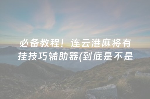 必备教程！连云港麻将有挂技巧辅助器(到底是不是有挂)