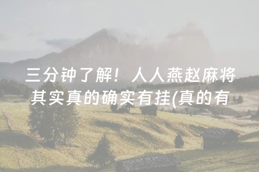 三分钟了解！人人燕赵麻将其实真的确实有挂(真的有挂确实有挂)