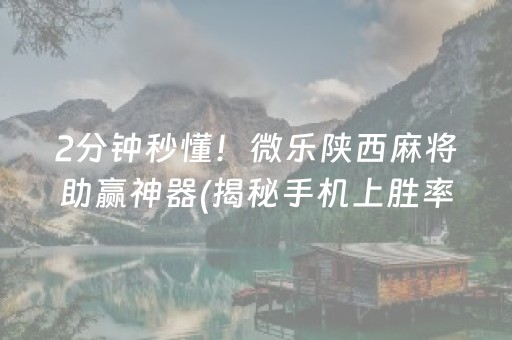 2分钟秒懂！微乐陕西麻将助赢神器(揭秘手机上胜率到哪调)