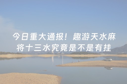 今日重大通报！趣游天水麻将十三水究竟是不是有挂(真的确实是有挂)