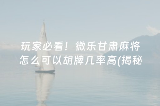 玩家必看！微乐甘肃麻将怎么可以胡牌几率高(揭秘微信里赢的诀窍)