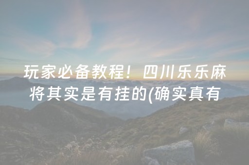 玩家必备教程！四川乐乐麻将其实是有挂的(确实真有挂)