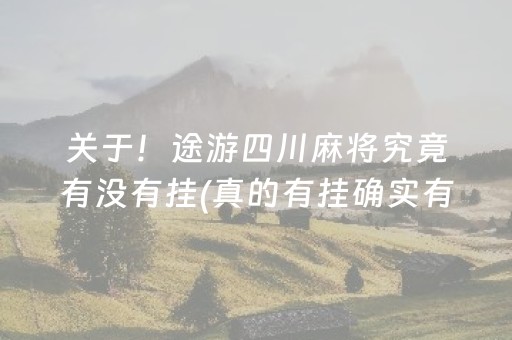 关于！途游四川麻将究竟有没有挂(真的有挂确实有挂)