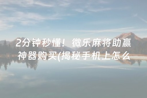 2分钟秒懂！微乐麻将助赢神器购买(揭秘手机上怎么容易赢)