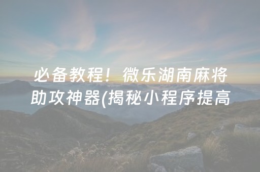 必备教程！微乐湖南麻将助攻神器(揭秘小程序提高胜率)