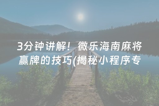 3分钟讲解！微乐海南麻将赢牌的技巧(揭秘小程序专用神器)