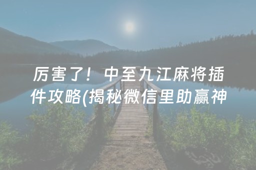 厉害了！中至九江麻将插件攻略(揭秘微信里助赢神器购买)