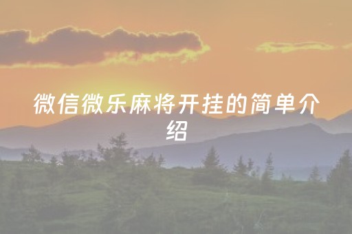 微信微乐麻将开挂的简单介绍