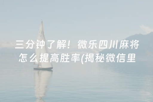 三分钟了解！微乐四川麻将怎么提高胜率(揭秘微信里确实有猫腻)