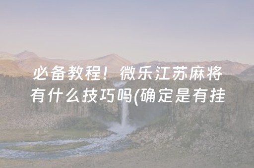 必备教程！微乐江苏麻将有什么技巧吗(确定是有挂)