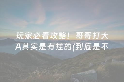 玩家必看攻略！哥哥打大A其实是有挂的(到底是不是有挂)