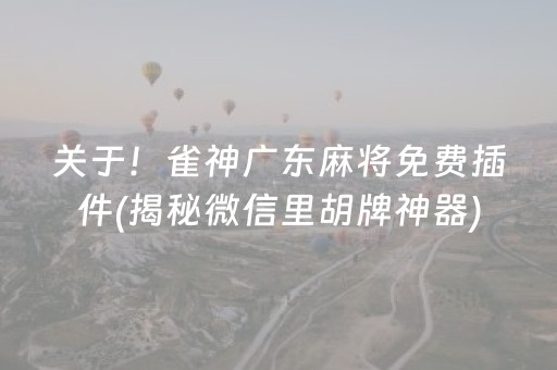 关于！雀神广东麻将免费插件(揭秘微信里胡牌神器)