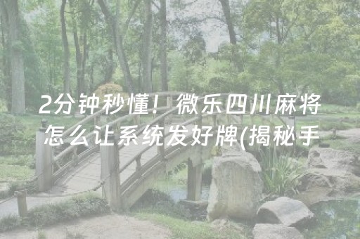 2分钟秒懂！微乐四川麻将怎么让系统发好牌(揭秘手机上辅牌器)