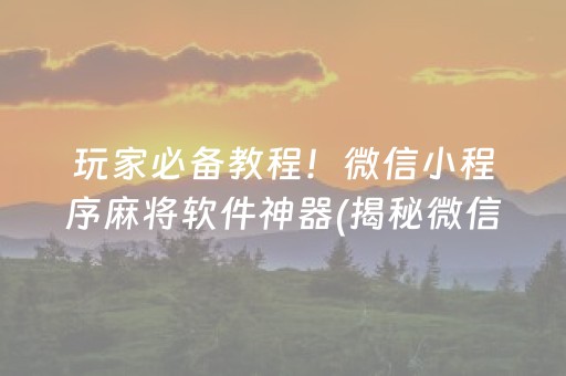 玩家必备教程！微信小程序麻将软件神器(揭秘微信里输赢技巧)