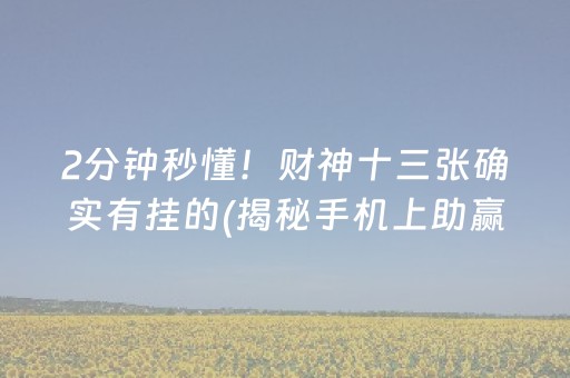 2分钟秒懂！财神十三张确实有挂的(揭秘手机上助赢软件)
