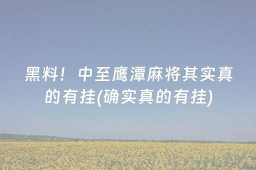 黑料！中至鹰潭麻将其实真的有挂(确实真的有挂)