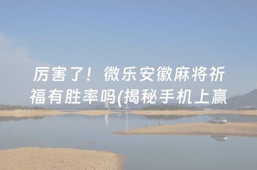 厉害了！微乐安徽麻将祈福有胜率吗(揭秘手机上赢牌技巧)