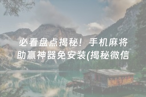 必看盘点揭秘！手机麻将助赢神器免安装(揭秘微信里助赢神器)