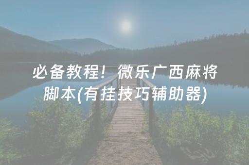 必备教程！微乐广西麻将脚本(有挂技巧辅助器)