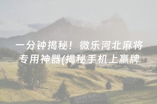 一分钟揭秘！微乐河北麻将专用神器(揭秘手机上赢牌的技巧)