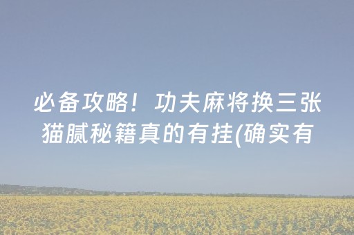 必备攻略！功夫麻将换三张猫腻秘籍真的有挂(确实有挂吗)