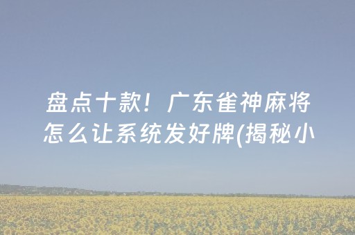 盘点十款！广东雀神麻将怎么让系统发好牌(揭秘小程序自建房怎么赢)