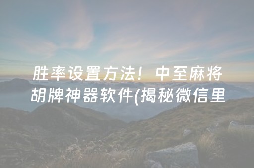 胜率设置方法！中至麻将胡牌神器软件(揭秘微信里助赢神器)