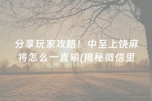 分享玩家攻略！中至上饶麻将怎么一直输(揭秘微信里插件下载)