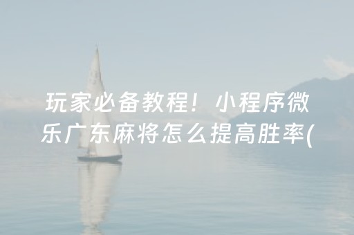 玩家必备教程！小程序微乐广东麻将怎么提高胜率(揭秘小程序提高胜率)