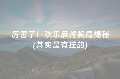 厉害了！欢乐麻将骗局揭秘(其实是有挂的)