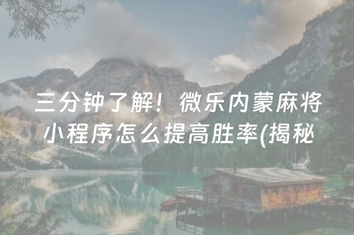 三分钟了解！微乐内蒙麻将小程序怎么提高胜率(揭秘手机上赢牌的技巧)