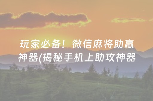 玩家必备！微信麻将助赢神器(揭秘手机上助攻神器)