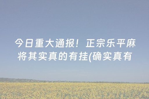 今日重大通报！正宗乐平麻将其实真的有挂(确实真有挂)