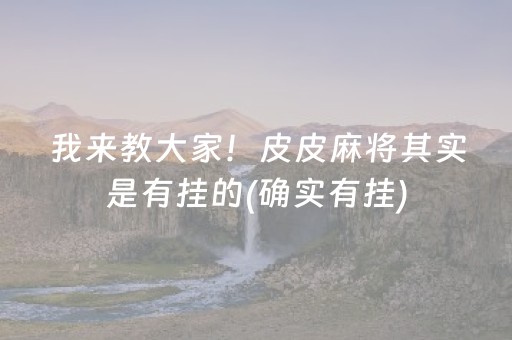我来教大家！皮皮麻将其实是有挂的(确实有挂)