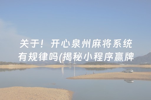 关于！开心泉州麻将系统有规律吗(揭秘小程序赢牌的技巧)